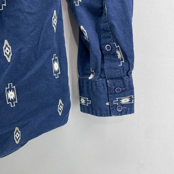 Vintage Roper Western Shirt Mens Large Navy Blue Southwest Print LS Button Down - Picture 5 of 5
